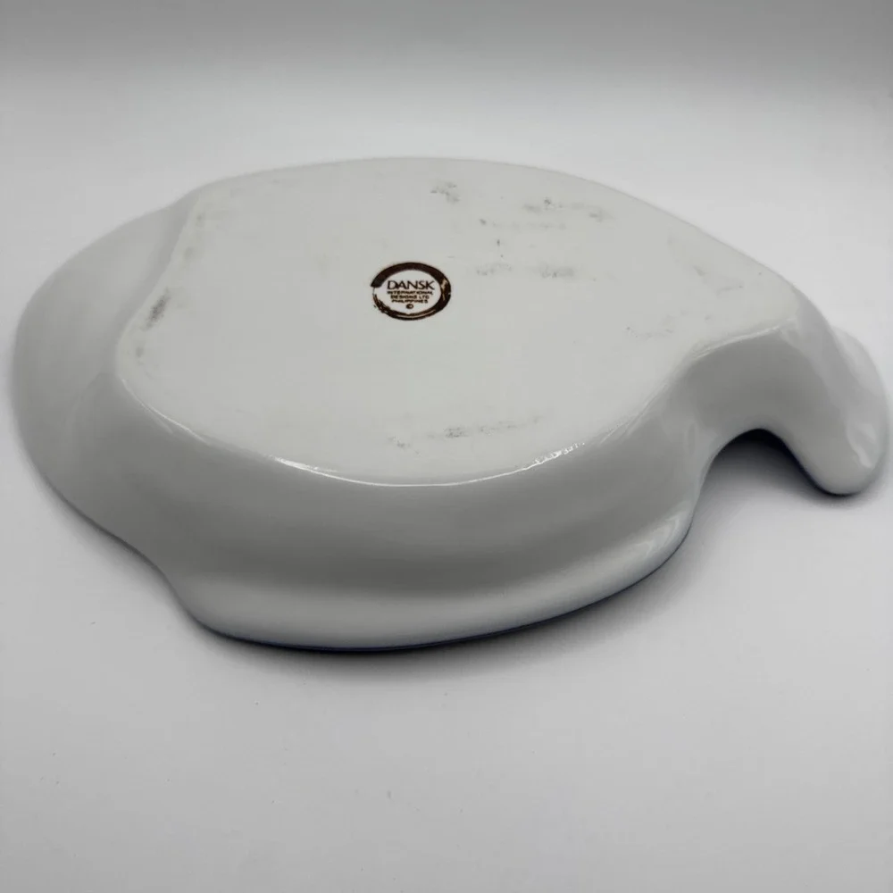 Vintage 90s Dansk Arabesque Fish Bowl Serving Platter Plate Blue & White